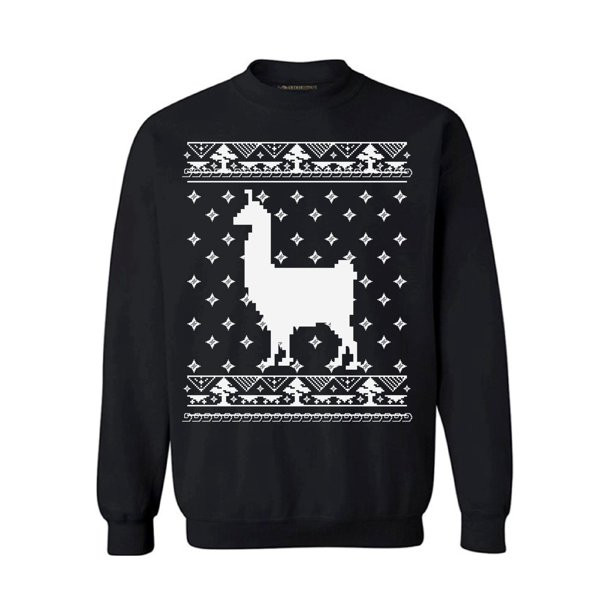 Llama Christmas Gifts For Alpaca Lovers Christmas Sweatshirt Style: Sweatshirt, Color: Black