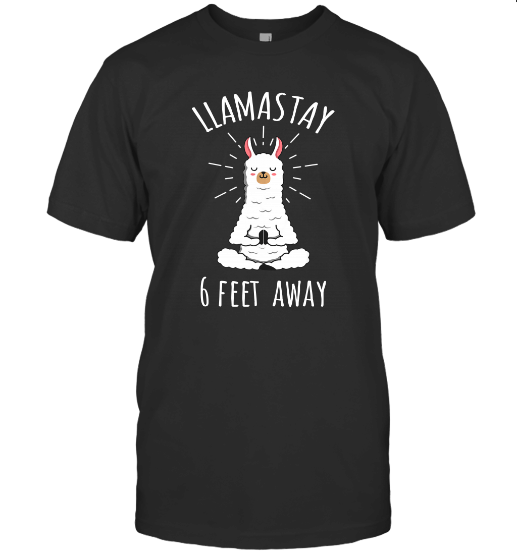 Llamastay 6 Feet Away Funny Llama Social Distancing Shirt Style: T-shirt, Color: Black