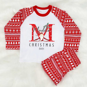 Maddie Christmas 2021 Ugly Santa Pajamas Set Kid Pajamas Shirt Red 2Y