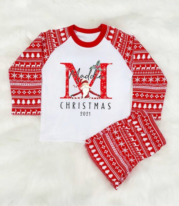 Maddie Christmas 2021 Ugly Santa Pajamas Set Kid Pajamas Shirt Red 2Y