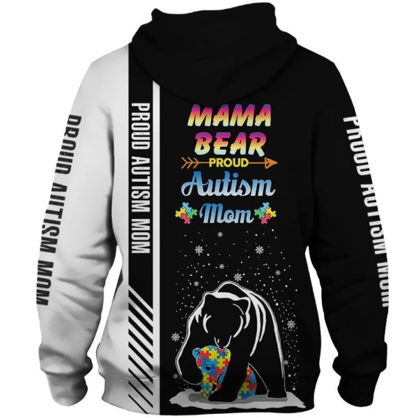 Mama Bear Autism Mom 3D Hoodie, Sweatshirt product photo 4