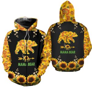 Mama Bear Full Of Sunflower 3D All Over Print Hoodie & Leggings 3D Zip Hoodie S