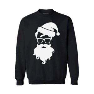 Marry Christmas Sweatshirt Santa Claus with Glasses Sweatshirt Black S