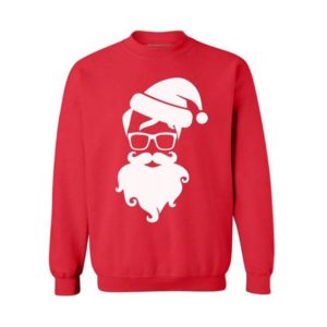 Marry Christmas Sweatshirt Santa Claus with Glasses Sweatshirt Red S