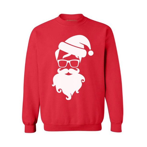 Marry Christmas Sweatshirt Santa Claus with Glasses Style: Sweatshirt, Color: Red