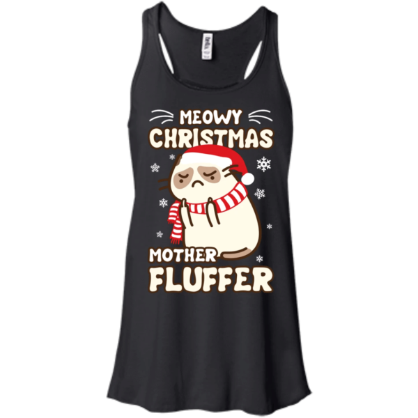 Meowy Christmas Mother Fluffer Ugly Cat Santa Christmas Shirt Ladies Tank Top Black S