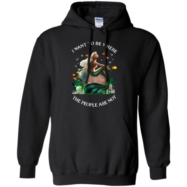 Mermaid I Want To Be Where The People Are Not Christmas Shirt Hoodie Black S