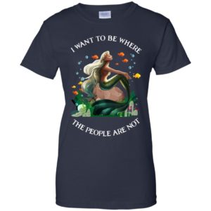 Mermaid I Want To Be Where The People Are Not Christmas Shirt Ladies T-Shirt Navy S