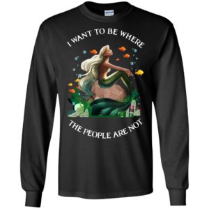 Mermaid I Want To Be Where The People Are Not Christmas Shirt Long Sleeve Black S