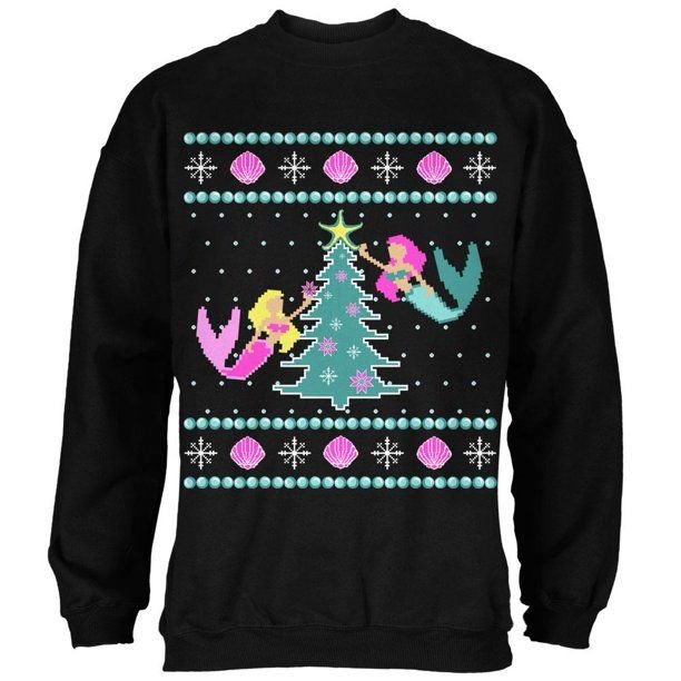 Mermaid Tree Christmas Sweatshirt Style: Sweatshirt, Color: Black