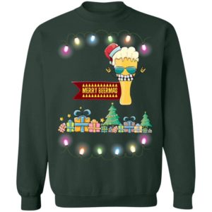 Merry Beermas Big Gift Christmas Sweatshirt Sweatshirt Forest Green S