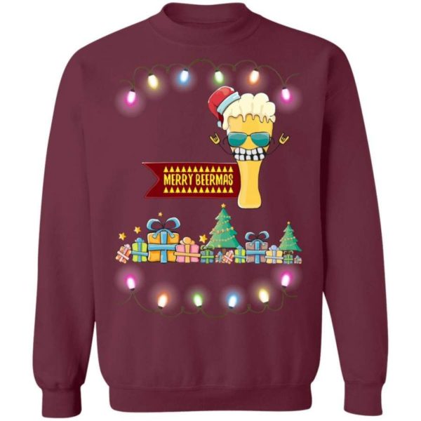 Merry Beermas Big Gift Christmas Sweatshirt Sweatshirt Maroon S