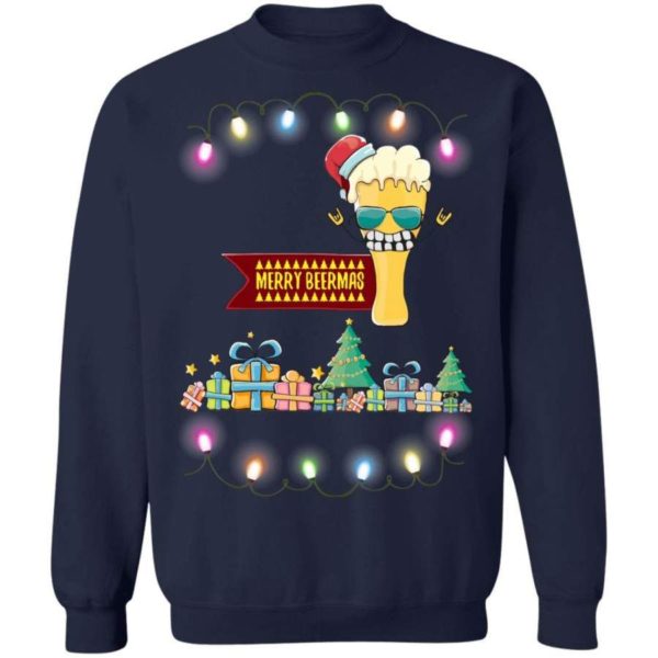 Merry Beermas Big Gift Christmas Sweatshirt Sweatshirt Navy S
