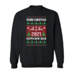 Merry Christmas 2021 Couple Reindeer Sweatshirt Sweatshirt Black S