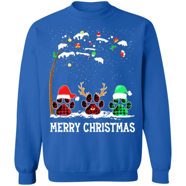 Merry Christmas Funny Footprint Santa Reindeer Christmas Long Sleeve And Sweatshirt Sweatshirt Royal S