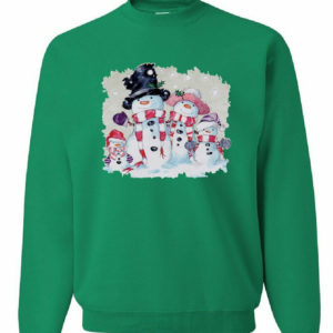 Merry Christmas Funny Snowman Family Sweatshirt Green S