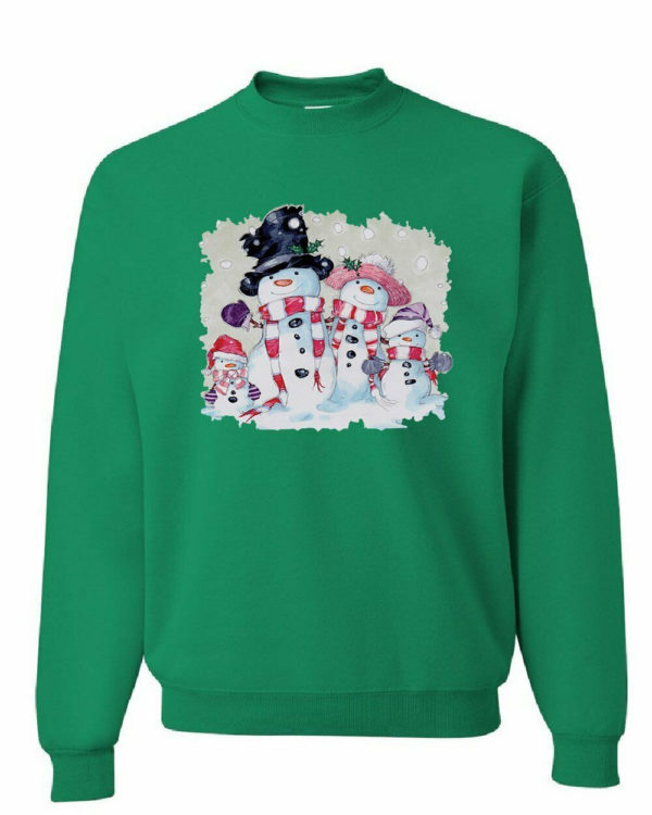 Merry Christmas Funny Snowman Family Sweatshirt Green S