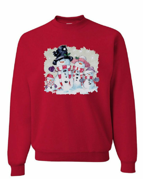 Merry Christmas Funny Snowman Family Sweatshirt Red S