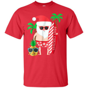 Merry Christmas Hawaii Surfing July Christmas Shirt Unisex T-Shirt Red S