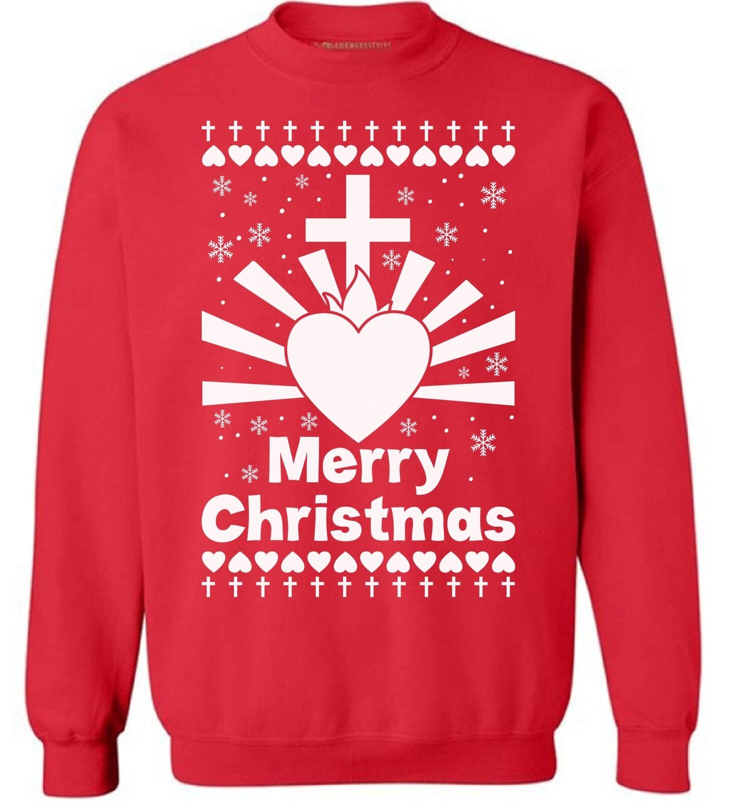 Merry Christmas Jesus Love Jesus With All My Heart Sweatshirt Style: Sweatshirt, Color: Red