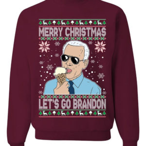 Merry Christmas Let's Go Brandon Ugly Christmas Sweatshirt Sweatshirt Maroon S