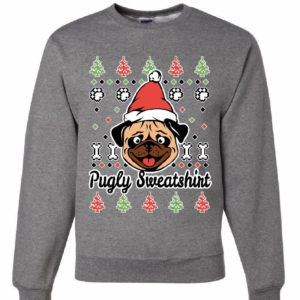 Merry Christmas Pug cute Pugly Sweatshirt Sweatshirt Gray S