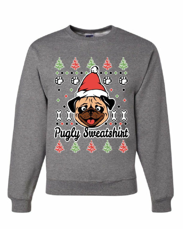 Merry Christmas Pug cute Pugly Sweatshirt Sweatshirt Gray S