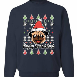 Merry Christmas Pug cute Pugly Sweatshirt Sweatshirt Navy S