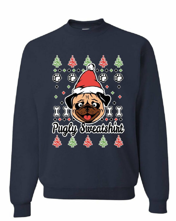 Merry Christmas Pug cute Pugly Sweatshirt Sweatshirt Navy S