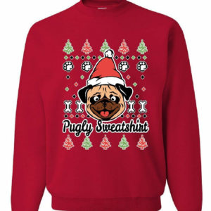 Merry Christmas Pug cute Pugly Sweatshirt Sweatshirt Red S