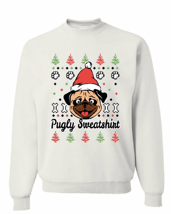 Merry Christmas Pug cute Pugly Sweatshirt Sweatshirt White S