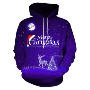Merry Christmas Reindeer Night Light 3D All Over Print Hoodie product photo 1