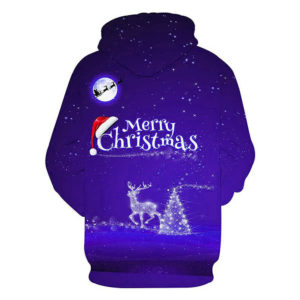 Merry Christmas Reindeer Night Light 3D All Over Print Hoodie product photo 2