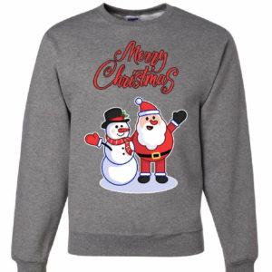 Merry Christmas Santa Snowman Hug Sweatshirt Sweatshirt Gray S