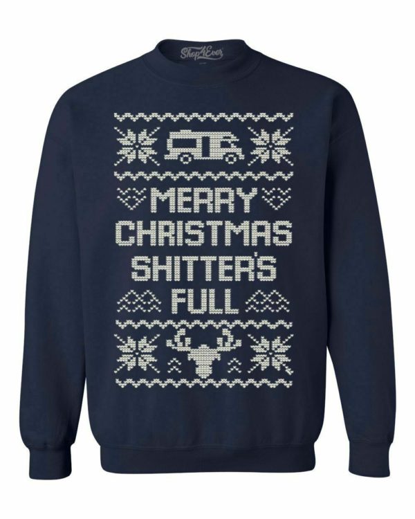 Merry Christmas Shitter's Full Travel Christmas Sweatshirt Sweatshirt Navy S
