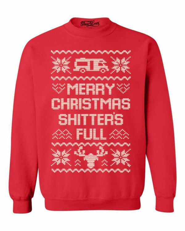 Merry Christmas Shitter's Full Travel Christmas Sweatshirt Sweatshirt Red S