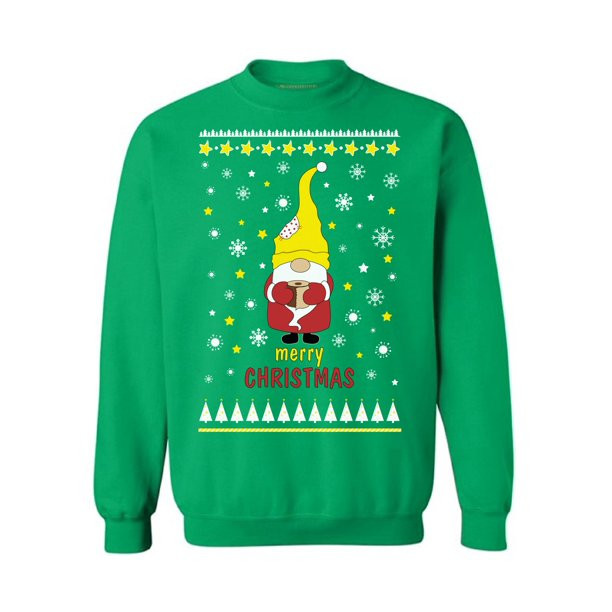 Merry Christmas Sweater Funny Santa Sweatshirt Style: Sweatshirt, Color: Green