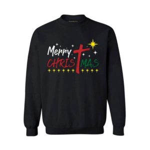 Merry Christmas Sweater Jesus Sweatshirt Christmas Star Sweatshirt Black S