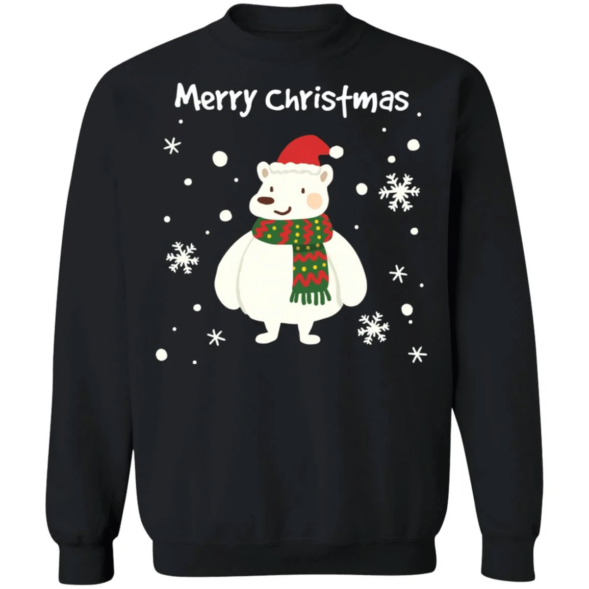 Merry Christmas Teddy Bear cute Style: Sweatshirt, Color: Black