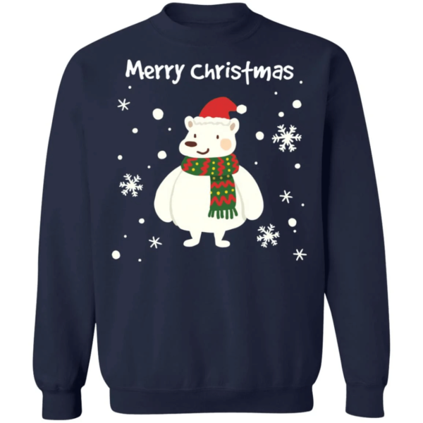 Merry Christmas Teddy Bear cute Sweatshirt Navy S