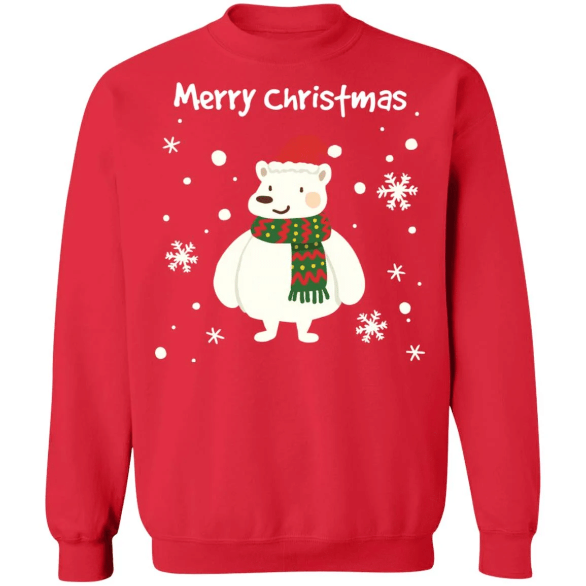 Merry Christmas Teddy Bear cute Style: Sweatshirt, Color: Red
