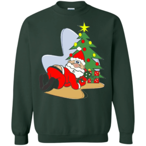 Merry Christmas with Santa Claus gift and Christmas tree Sweatshirt Forest green S