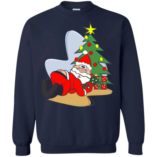 Merry Christmas with Santa Claus gift and Christmas tree Sweatshirt Navy S
