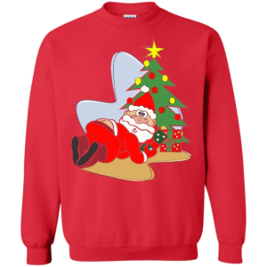Merry Christmas with Santa Claus gift and Christmas tree Sweatshirt Red S