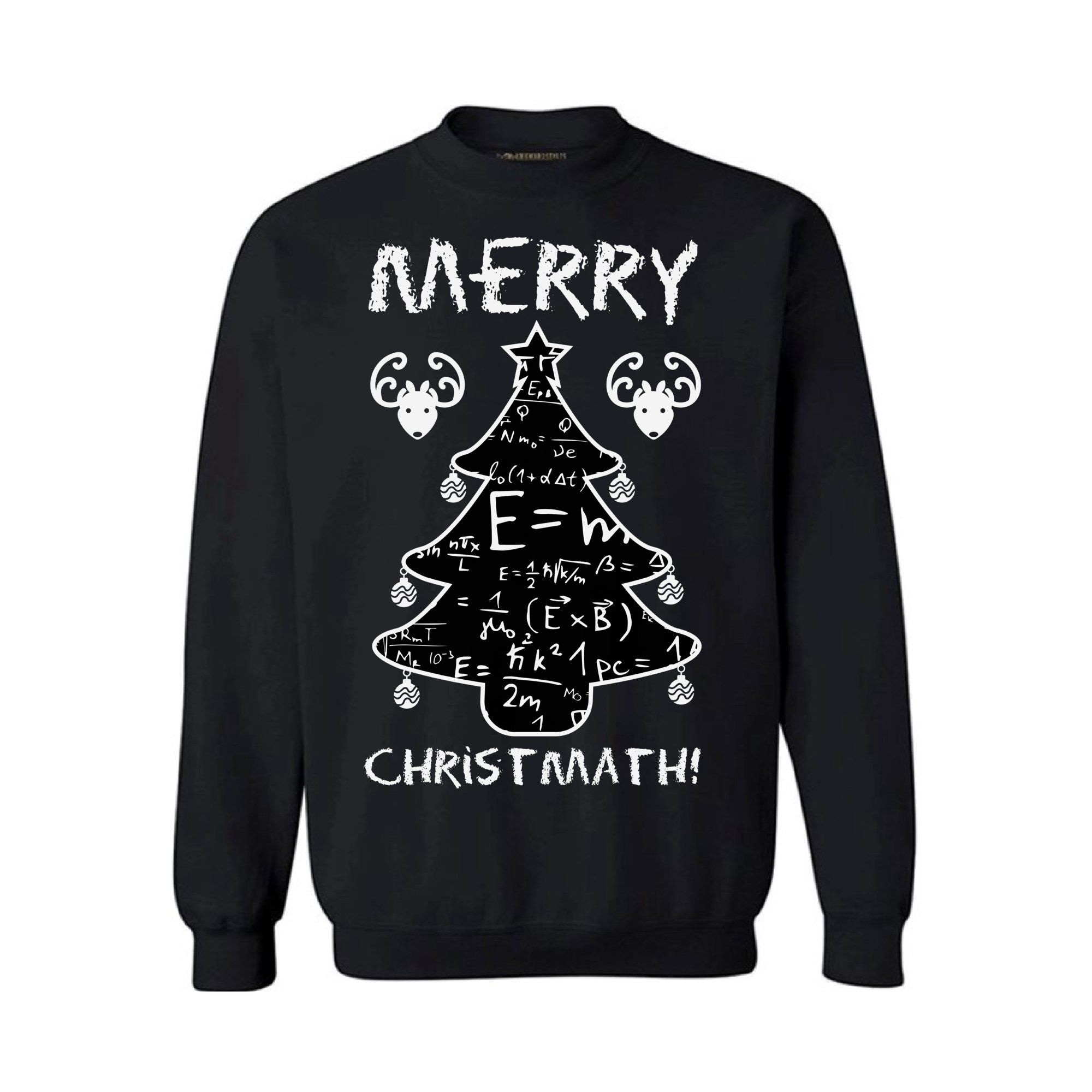 Merry Christmath Tree Math Lovers Christmas Sweatshirt Style: Sweatshirt, Color: Black