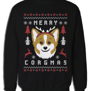 Merry Corgmas Dog Lover Christmas Sweatshirt Sweatshirt Black S