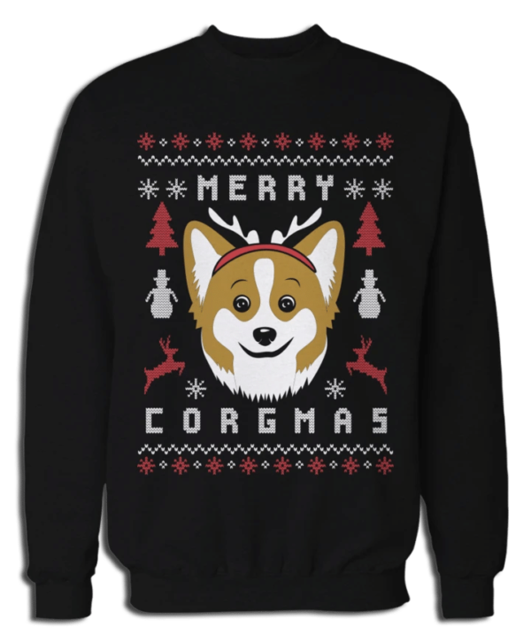 Merry Corgmas Dog Lover Christmas Sweatshirt Sweatshirt Black S