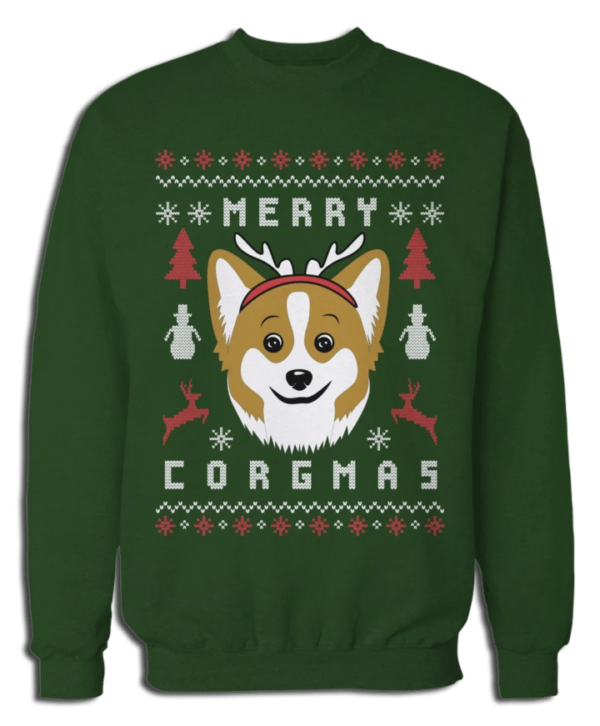 Merry Corgmas Dog Lover Christmas Sweatshirt Sweatshirt Forest Green S