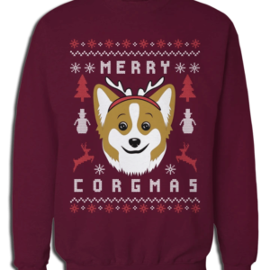 Merry Corgmas Dog Lover Christmas Sweatshirt Sweatshirt Maroon S