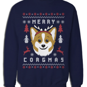 Merry Corgmas Dog Lover Christmas Sweatshirt Sweatshirt Navy S